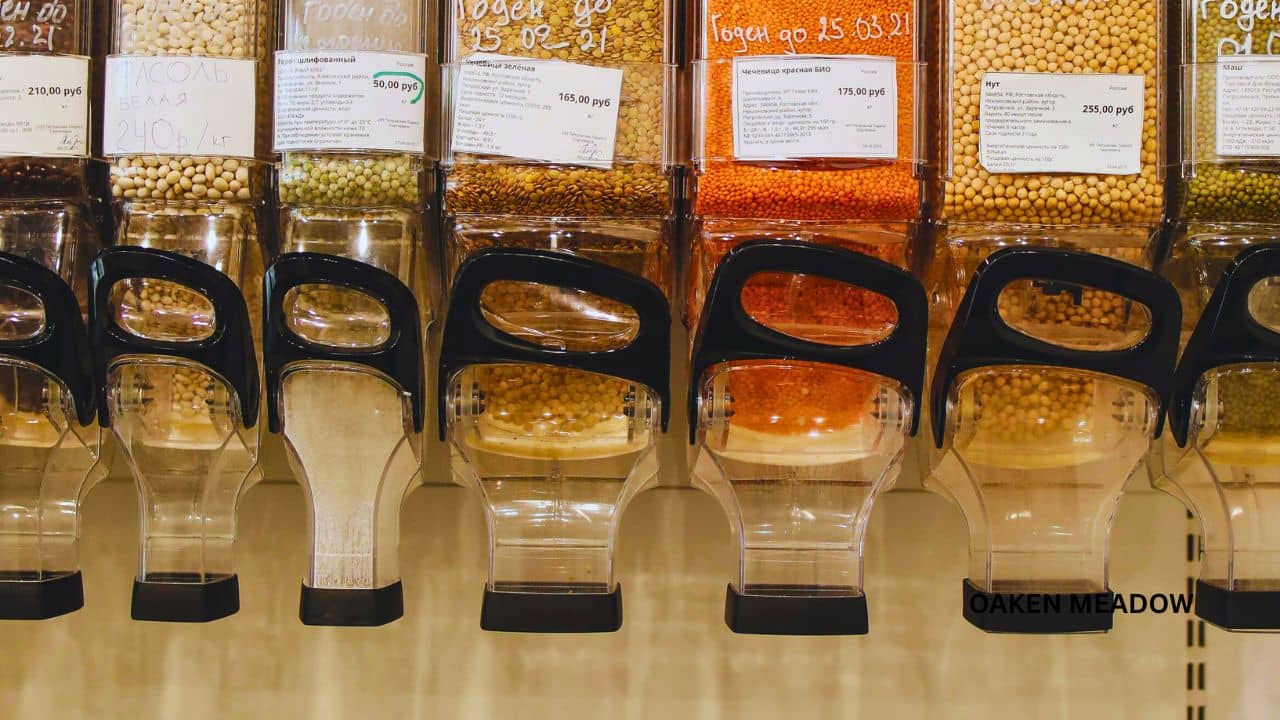 Bulk dry grains and legumes like rice and lentils, a key part of homestead pantry staples.